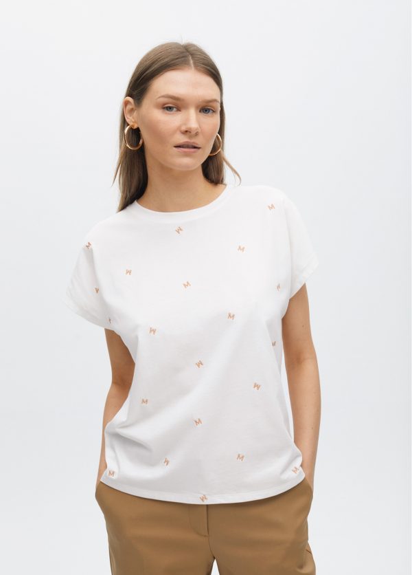 LOLA CASADEMUNT Camiseta con bordado logotipado BLANCO MF2515025