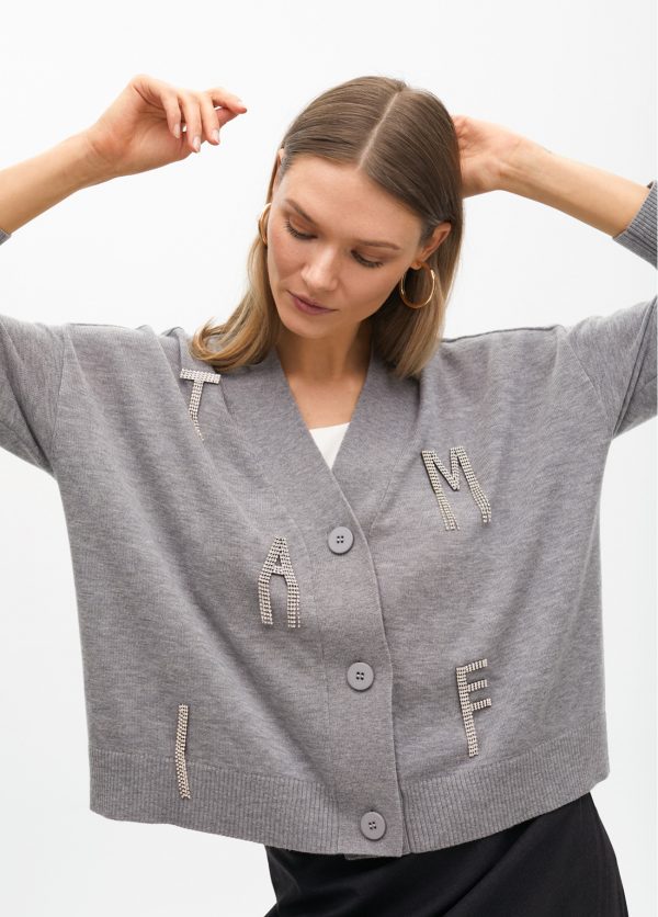 LOLA CASADEMUNT Cardigan MAITE joyas GRIS-NEGRO MF2511011 - Imagen 3