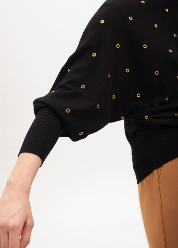 LOLA CASADEMUNT Jersey con eyelets NEGRO MF2511023 - Imagen 2