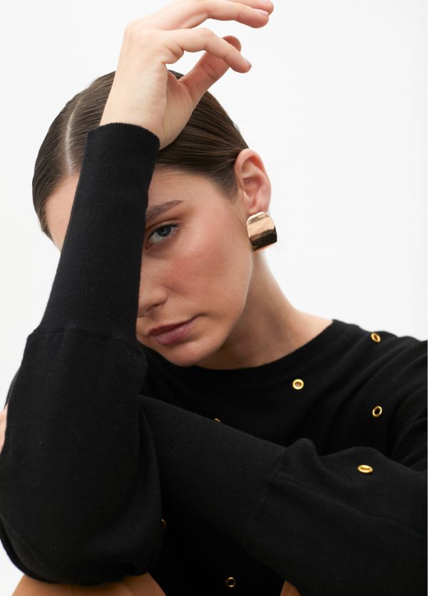 LOLA CASADEMUNT Jersey con eyelets NEGRO MF2511023 - Imagen 3