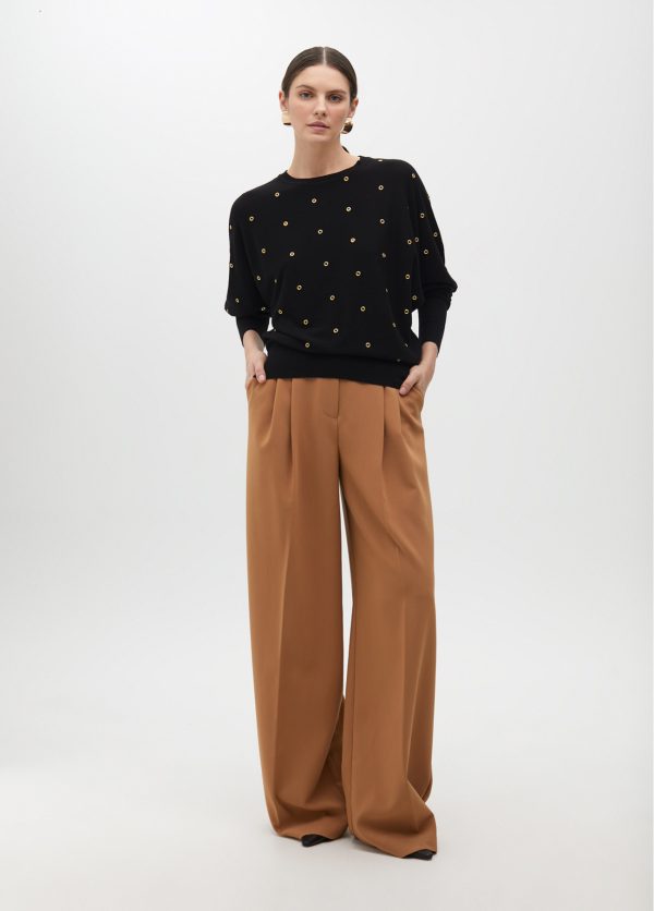 LOLA CASADEMUNT Jersey con eyelets NEGRO MF2511023