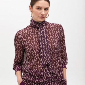LOLA CASADEMUNT Camisa logotipada con lazada en cuello  ROJO-CRUDO MF2515002