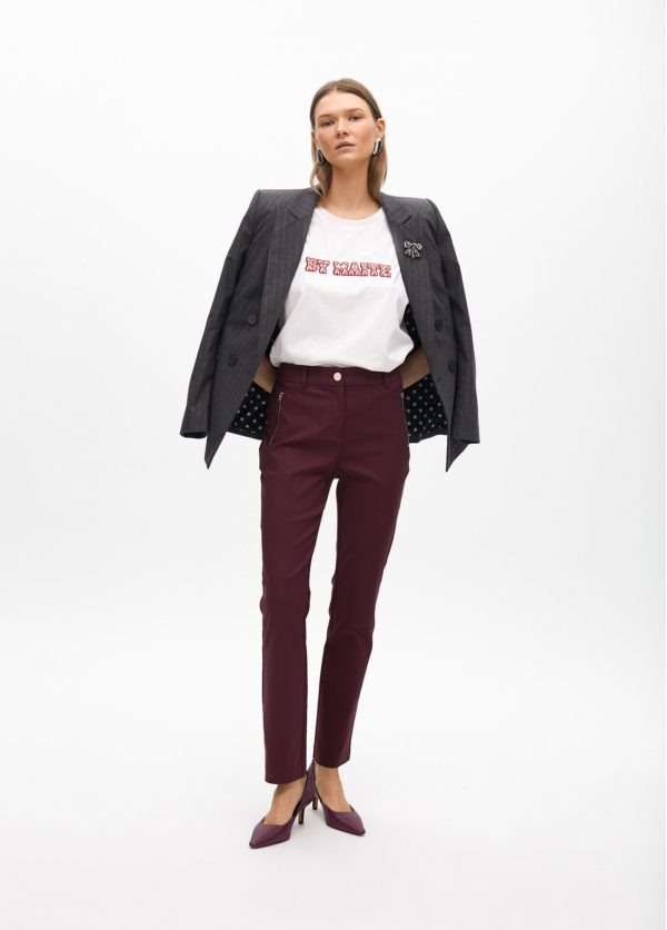 LOLA CASADEMUNT Pantalón bolsillo con  cremallera BURDEOS MF2514015