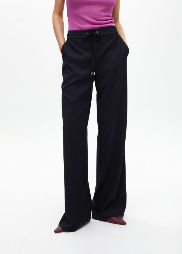 LOLA CASADEMUNT Pantalón recto con goma raya diplomática NAVY MF2514001 - Imagen 2
