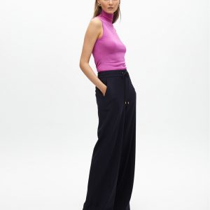 LOLA CASADEMUNT Pantalón recto con goma raya diplomática NAVY MF2514001