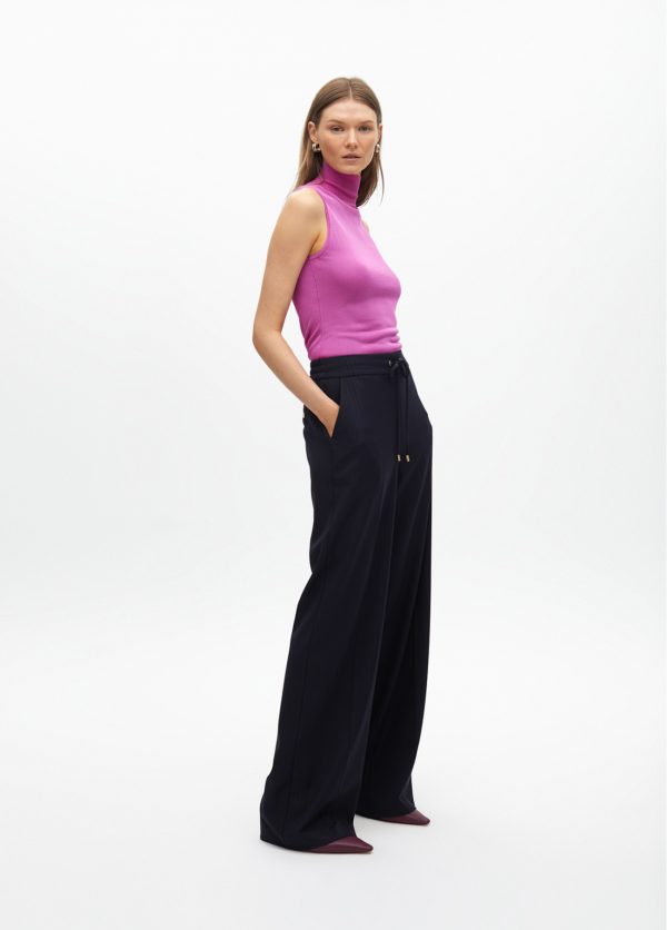 LOLA CASADEMUNT Pantalón recto con goma raya diplomática NAVY MF2514001