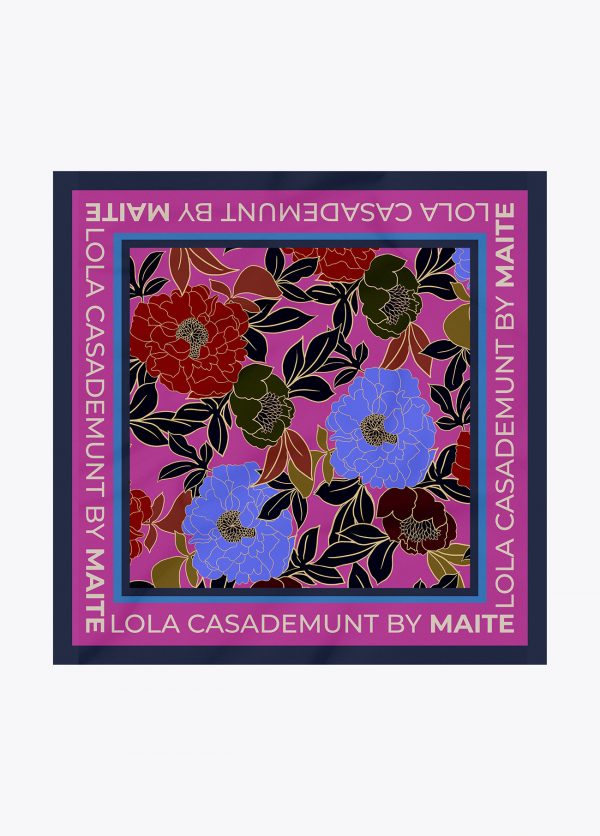 LOLA CASADEMUNT Pañuelo estampado flores ROSA-AZUL MF2507001