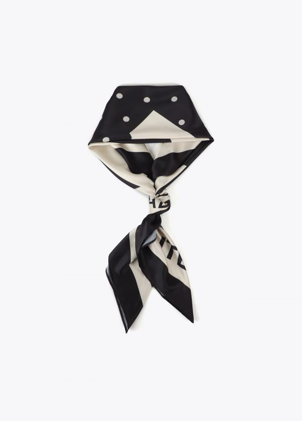 LOLA CASADEMUNT Pañuelo estampado topitos y gran M NEGRO-CRUDO MF2507002 - Imagen 3