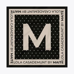 LOLA CASADEMUNT Pañuelo estampado topitos y gran M NEGRO-CRUDO MF2507002