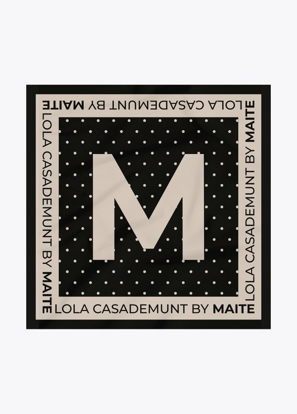 LOLA CASADEMUNT Pañuelo estampado topitos y gran M NEGRO-CRUDO MF2507002