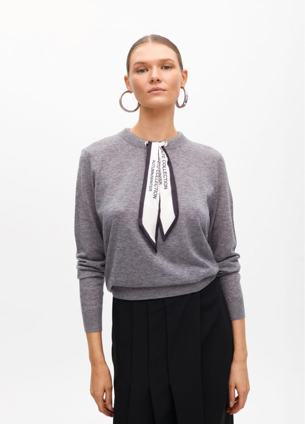 LOLA CASADEMUNT Jersey con pañuelo en el  cuello GRIS MF2511018 - Imagen 2