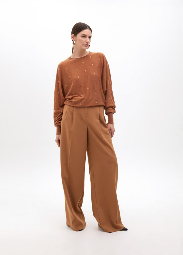LOLA CASADEMUNT Jersey con eyelets  MARRON MF2511023 - Imagen 2