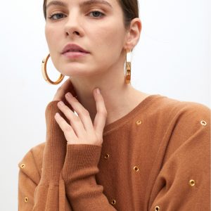 LOLA CASADEMUNT Jersey con eyelets  MARRON MF2511023