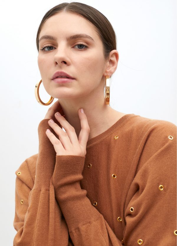 LOLA CASADEMUNT Jersey con eyelets  MARRON MF2511023