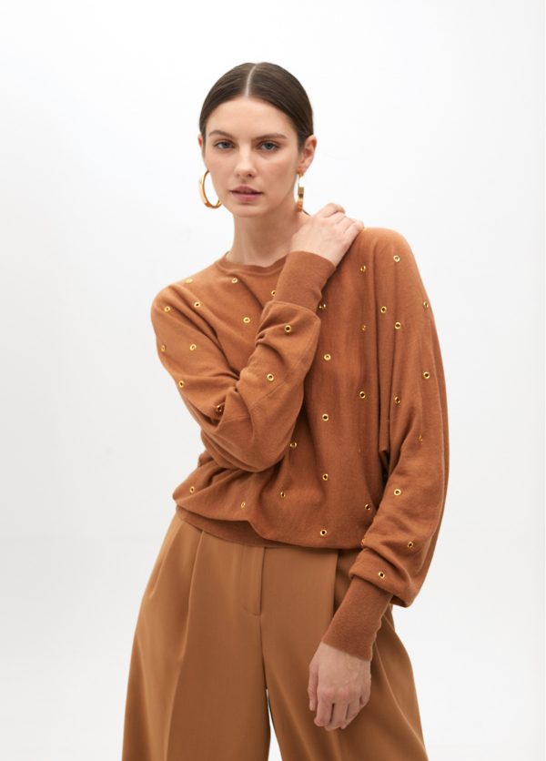 LOLA CASADEMUNT Jersey con eyelets  MARRON MF2511023 - Imagen 4