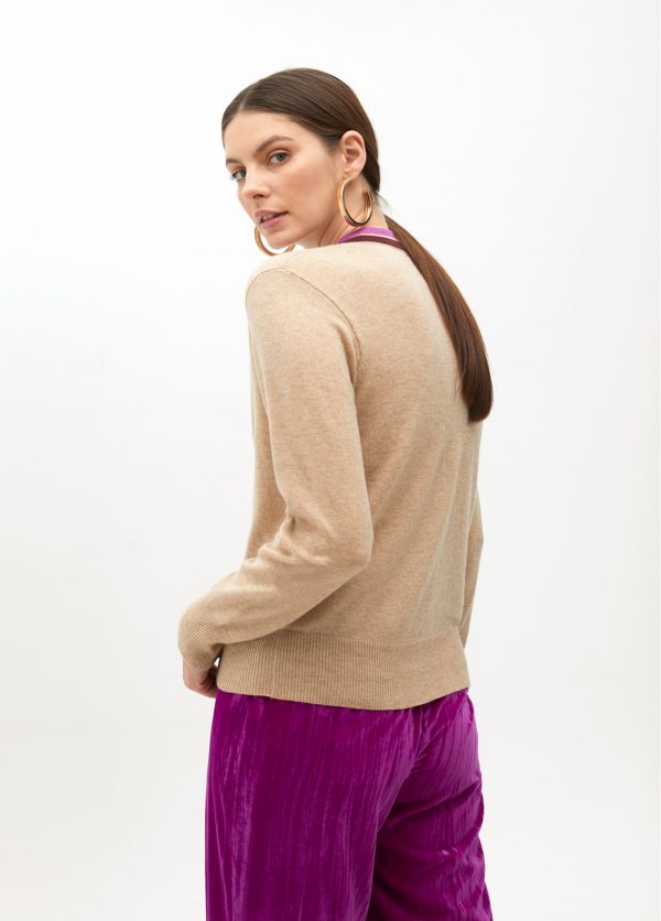 LOLA CASADEMUNT Jersey cuello bicolor  CRUDO-ROSA MF2511028 - Imagen 2