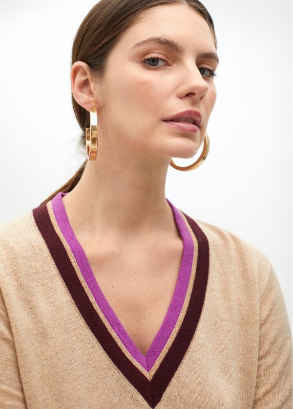 LOLA CASADEMUNT Jersey cuello bicolor  CRUDO-ROSA MF2511028 - Imagen 3