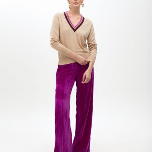 LOLA CASADEMUNT Jersey cuello bicolor  CRUDO-ROSA MF2511028