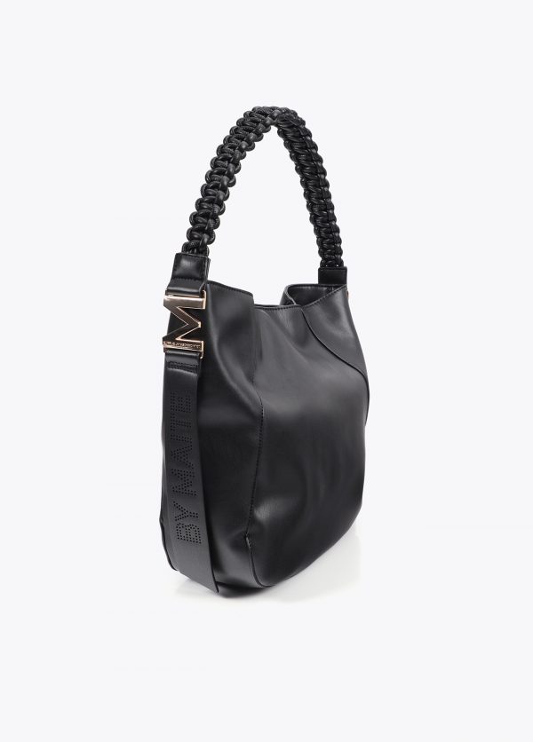 LOLA CASADEMUNT Shopper asa trenzada efecto piel NEGRO MF2504008 - Imagen 3