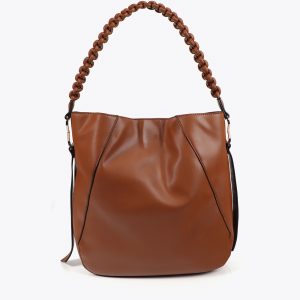 LOLA CASADEMUNT Shopper asa trenzada efecto piel MARRON MF2504008