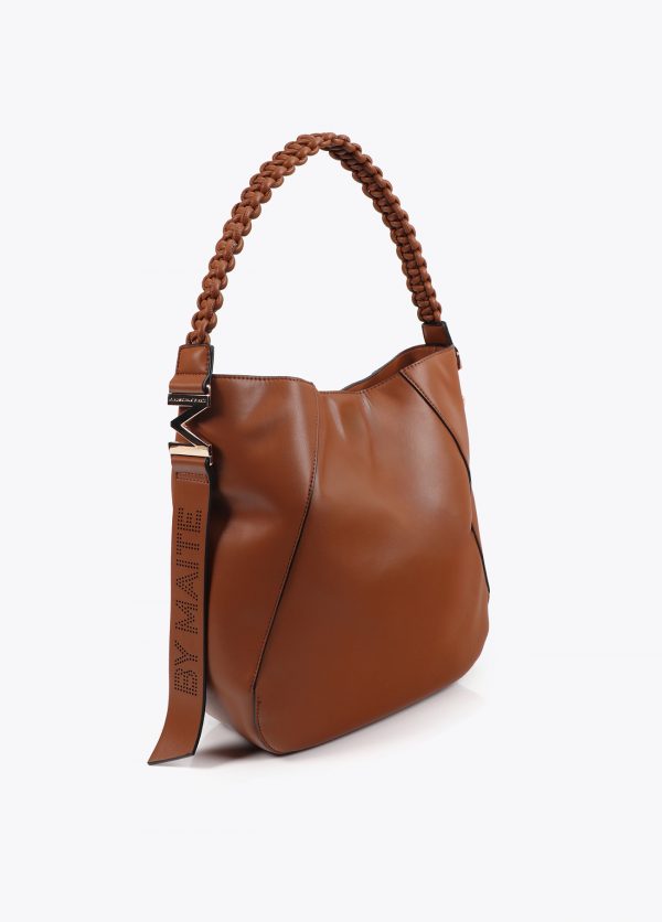 LOLA CASADEMUNT Shopper asa trenzada efecto piel MARRON MF2504008 - Imagen 2