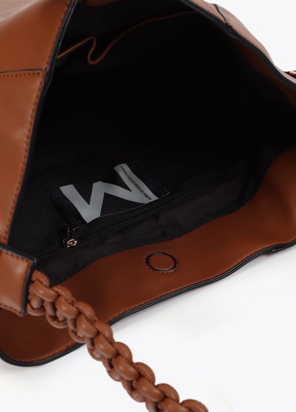 LOLA CASADEMUNT Shopper asa trenzada efecto piel MARRON MF2504008 - Imagen 3
