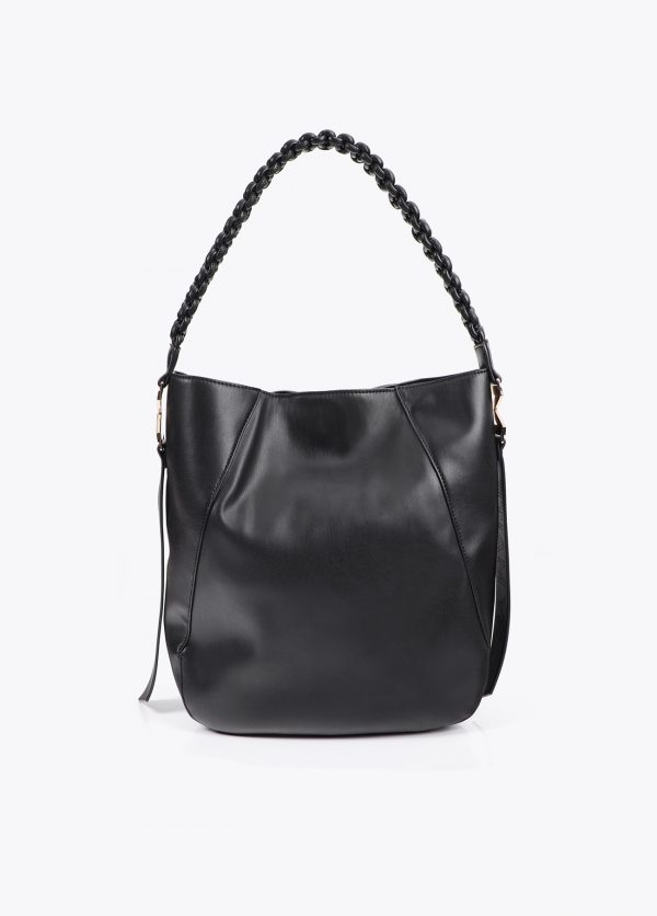 LOLA CASADEMUNT Shopper asa trenzada efecto piel NEGRO MF2504008