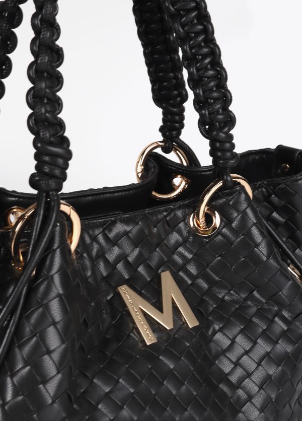 LOLA CASADEMUNT Shopper material trenzado efecto piel NEGRO MF2504009 - Imagen 2