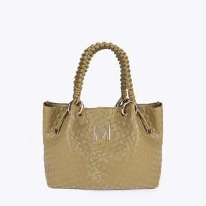 LOLA CASADEMUNT Shopper material trenzado efecto piel KAKI MF2504009