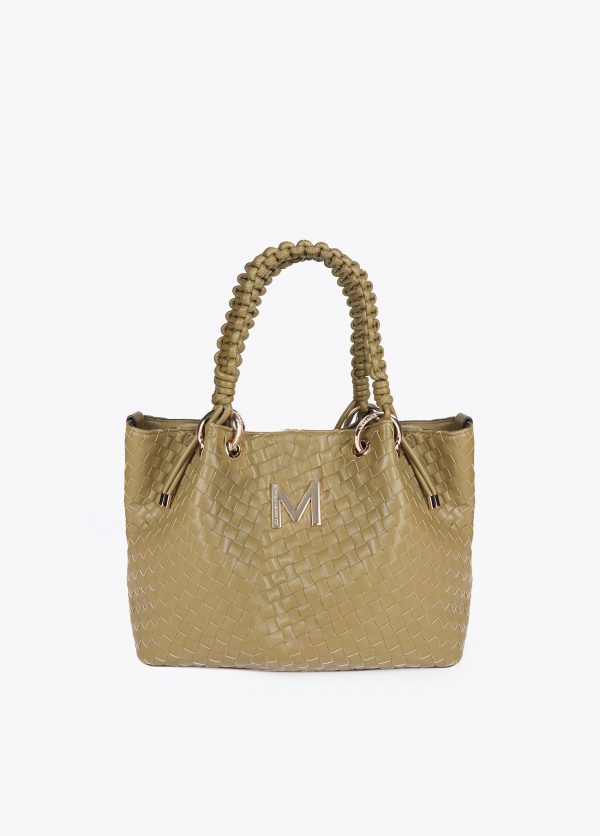 LOLA CASADEMUNT Shopper material trenzado efecto piel KAKI MF2504009