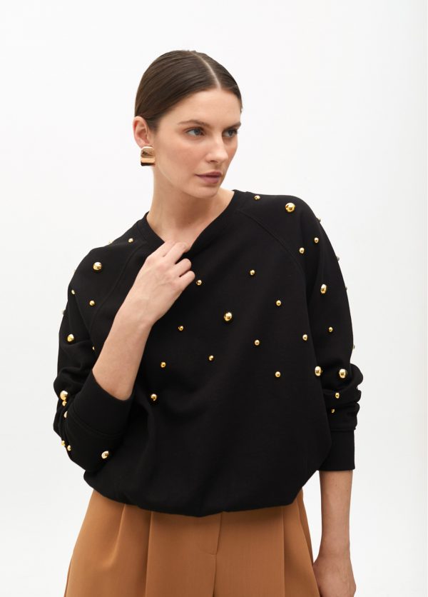 LOLA CASADEMUNT Sudadera pedrería NEGRO MF2511004 - Imagen 2