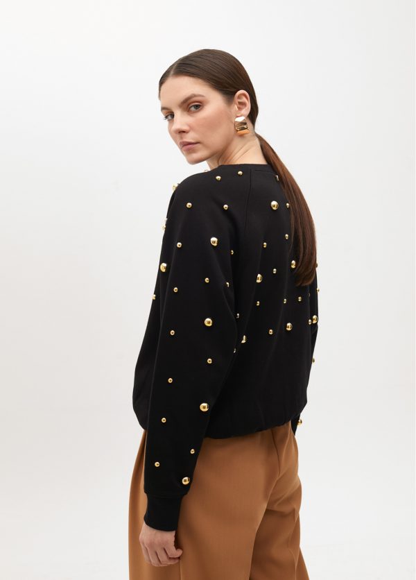 LOLA CASADEMUNT Sudadera pedrería NEGRO MF2511004 - Imagen 3