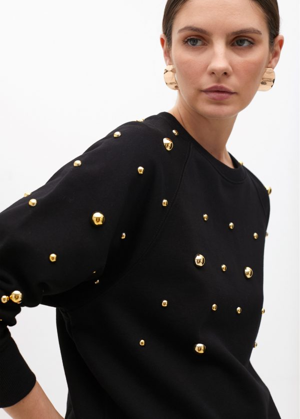 LOLA CASADEMUNT Sudadera pedrería NEGRO MF2511004 - Imagen 4