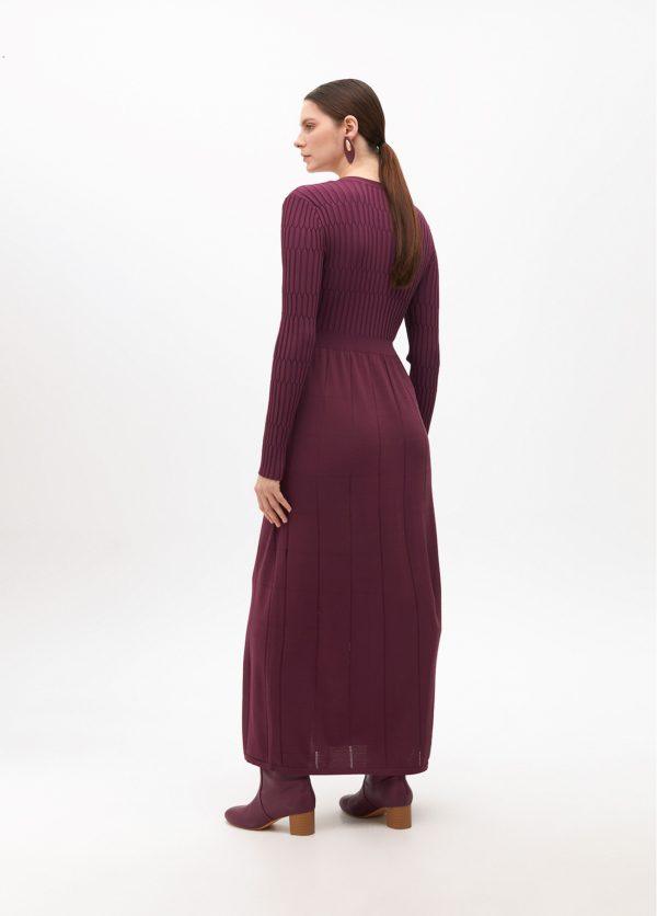 LOLA CASADEMUNT Vestido de punto con botones BURDEOS MF2516010 - Imagen 4