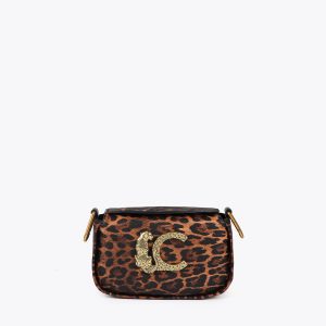 LOLA CASADEMUNT LF2504041 Bandolera animal print logo LC leopardo MARRON-NEGRO
