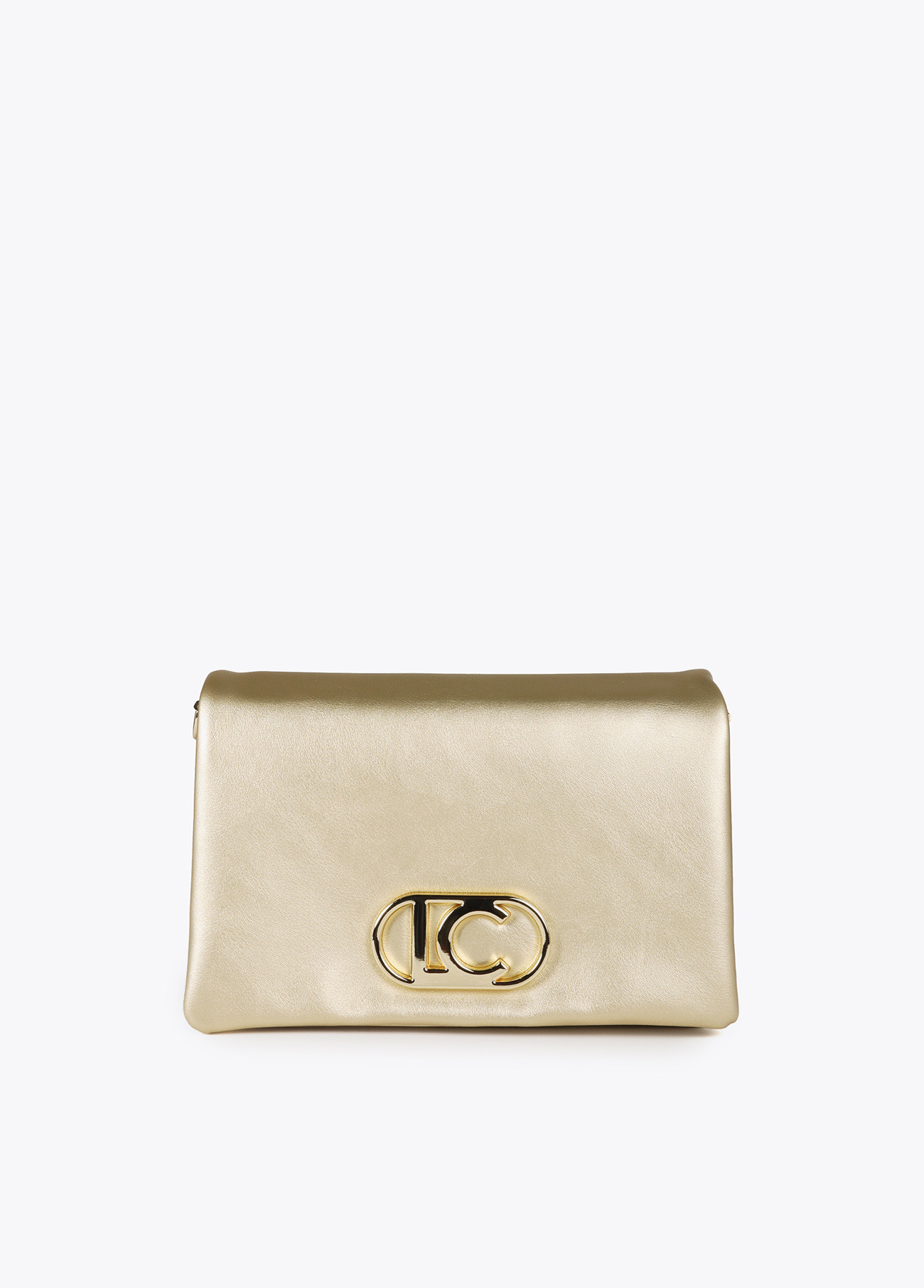 LOLA CASADEMUNT LF2504003 Bandolera efecto piel con tres compartimentos y solapa. DORADO