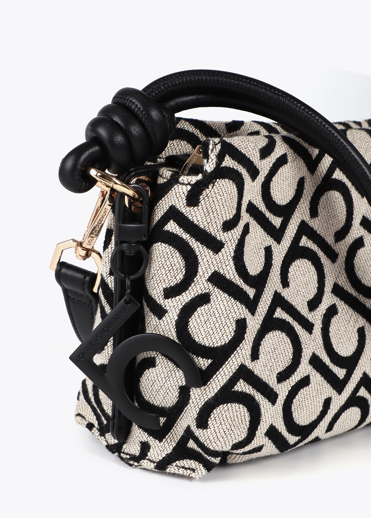 LOLA CASADEMUNT LF2504034 Shopper tejido jaquard lc flocado CRUDO-NEGRO - Imagen 4
