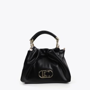 LOLA CASADEMUNT LF2504004 Bolso bandolera efecto piel con asa trenzada y detalles metálicos NEGRO