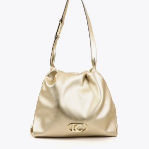 LOLA CASADEMUNT LF2504006 Bolso shopper efecto piel con logo LC ovalado. DORADO