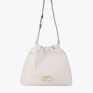 LOLA CASADEMUNT LF2504006 Bolso shopper efecto piel con logo LC ovalado. CRUDO