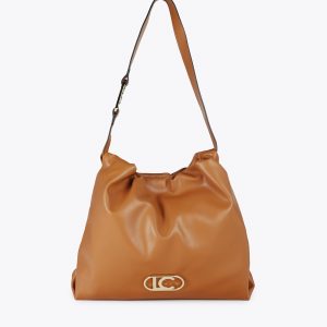 LOLA CASADEMUNT LF2504006 Bolso shopper efecto piel con logo LC ovalado. CAMEL