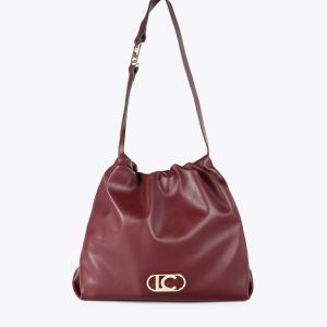 LOLA CASADEMUNT LF2504006 Bolso shopper efecto piel con logo LC ovalado. BURDEOS