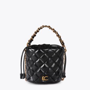 LOLA CASADEMUNT LF2504009 Bolso tipo bombonera acolchada efecto piel con logo LC leopardo NEGRO