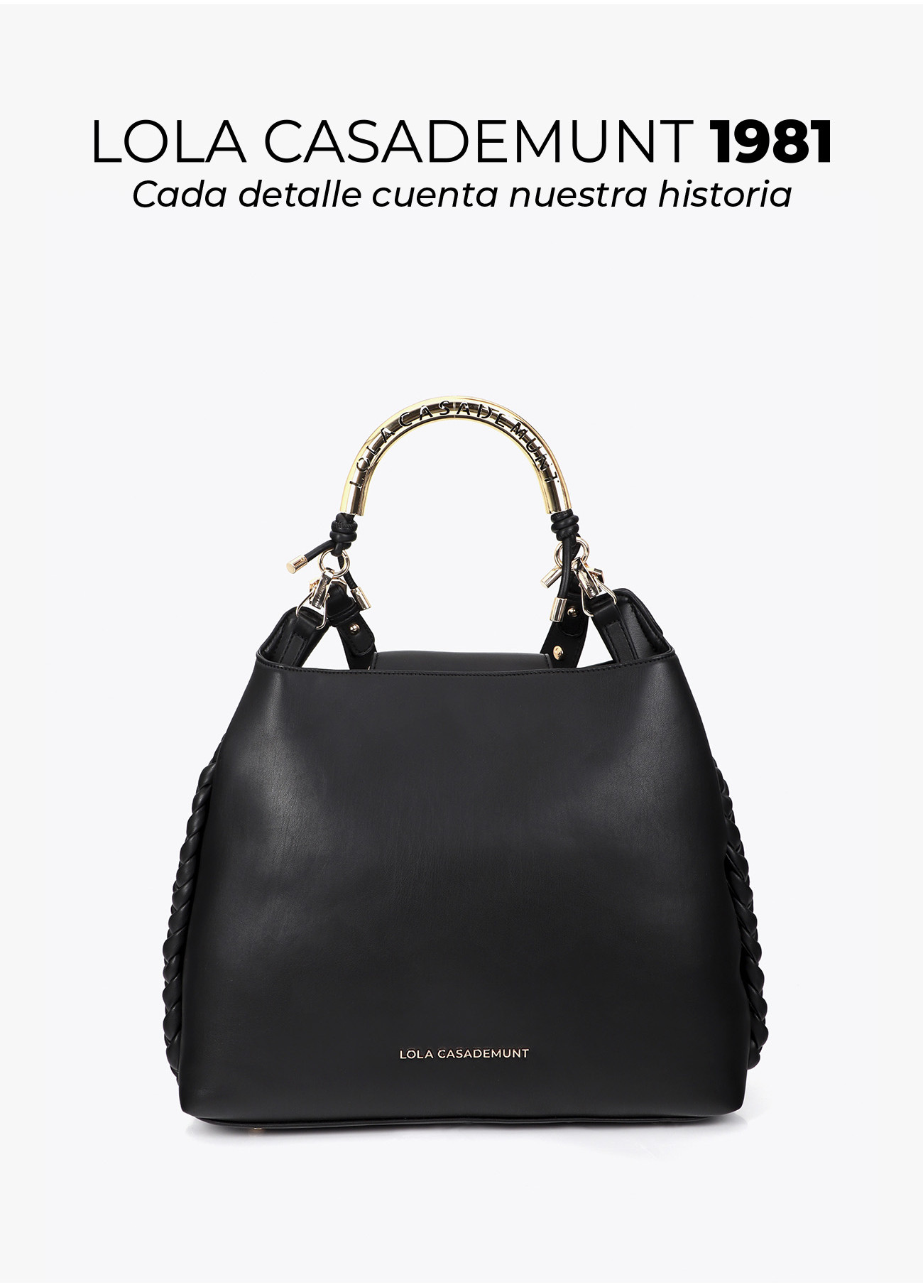 LOLA CASADEMUNT LF2504037 Bolso shopper asa metalizada personalizada NEGRO