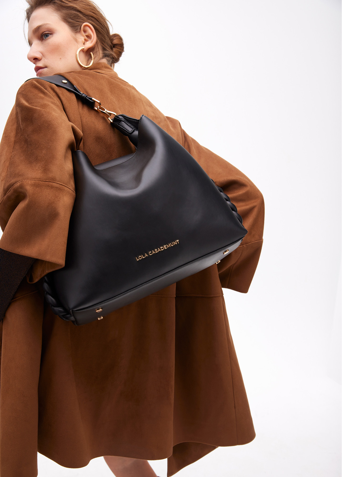 LOLA CASADEMUNT LF2504037 Bolso shopper asa metalizada personalizada NEGRO - Imagen 3