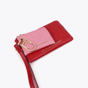 LOLA CASADEMUNT LF2513005 Cartera con monedero bicolor con logo ovalado ROJO-ROSA