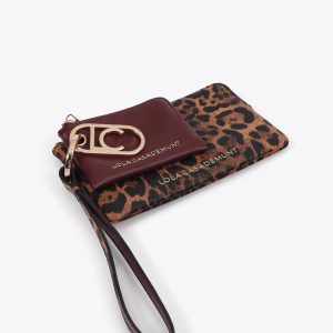 LOLA CASADEMUNT LF2513005 Cartera con monedero bicolor con logo ovalado MARRON-NEGRO