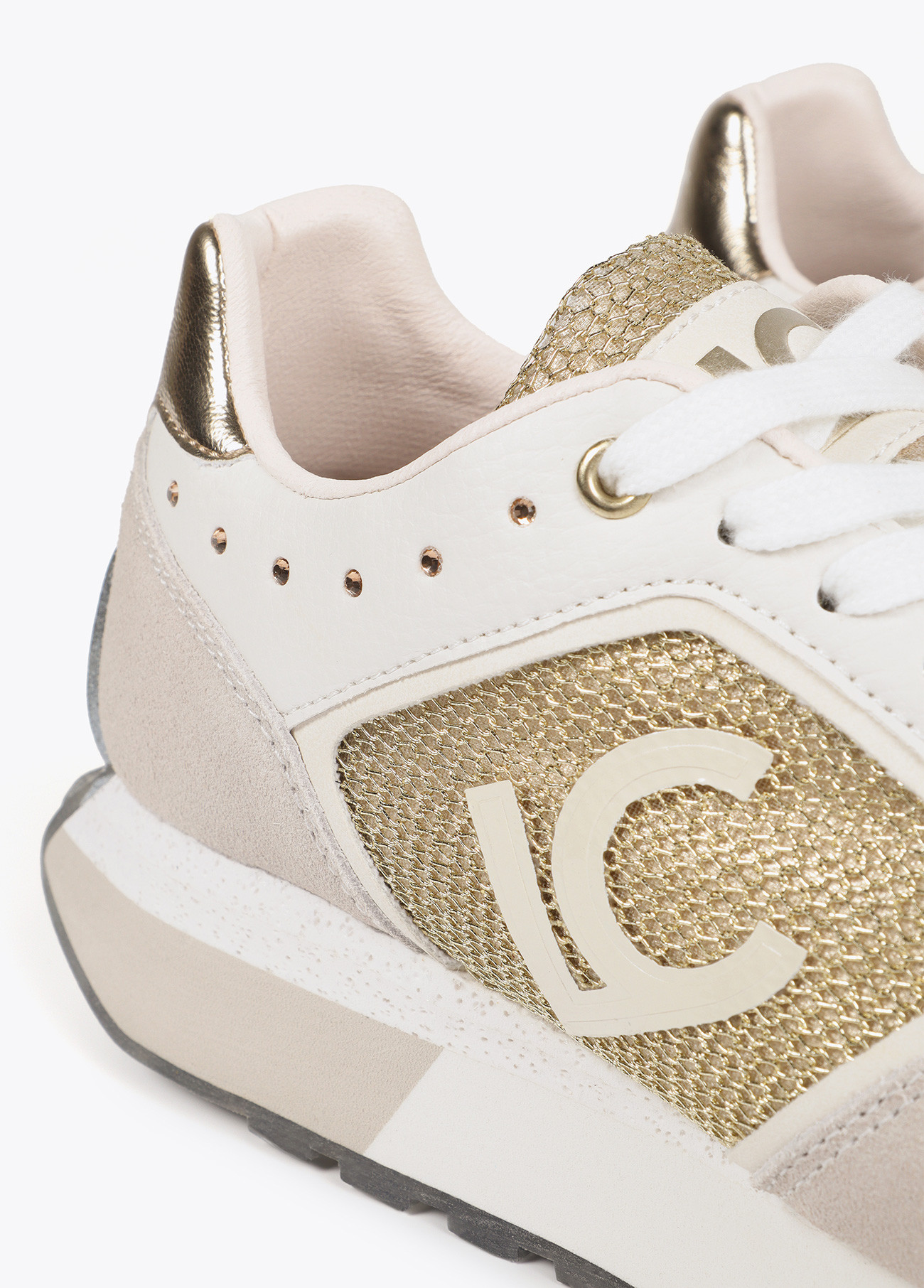 LOLA CASADEMUNT LF2505002 Deportiva con suela personalizada y estampado animal y detalles en piel GRIS CLARO - Imagen 2