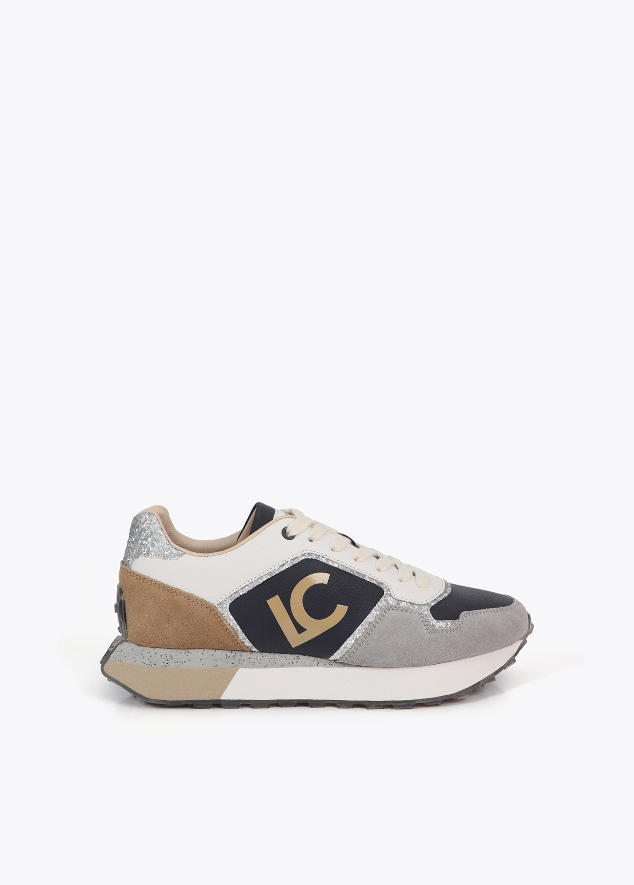 LOLA CASADEMUNT LF2505003 Deportiva con suela personalizada y estampado animal y detalles en piel GRIS OSCURO