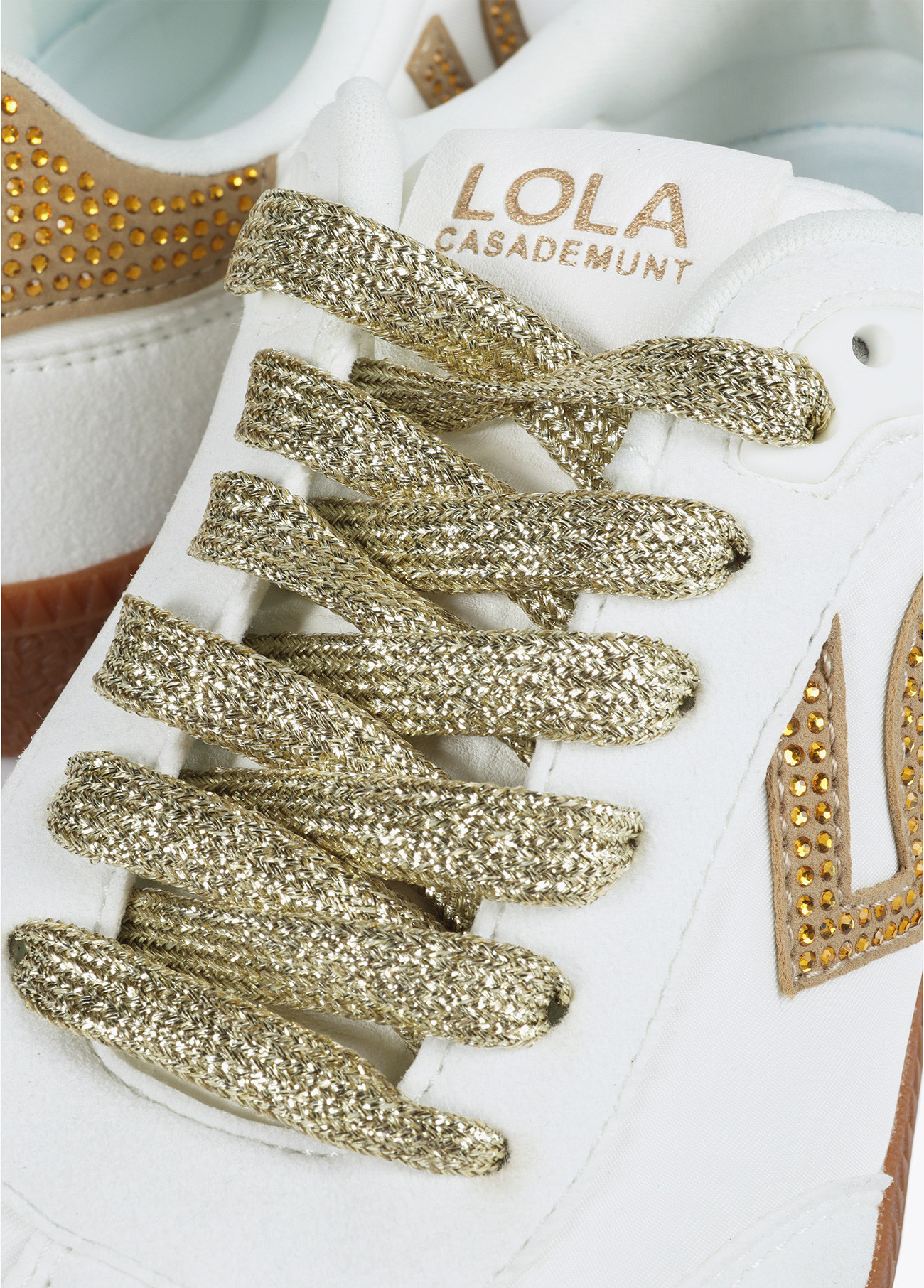 LOLA CASADEMUNT LF2505028 Deportiva en tejido tipo nylon con detalles de strass BLANCO - Imagen 3